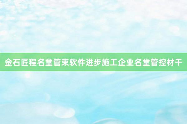 金石匠程名堂管束软件进步施工企业名堂管控材干